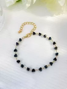 1pc Korean Fashion Asymmetrical Beaded Bracelet - Black - View 2