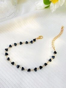 1pc Korean Fashion Asymmetrical Beaded Bracelet - Black - View 4