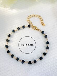 1pc Korean Fashion Asymmetrical Beaded Bracelet - Black - View 5
