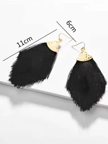 Tassel Drop Earrings - Black - View 4