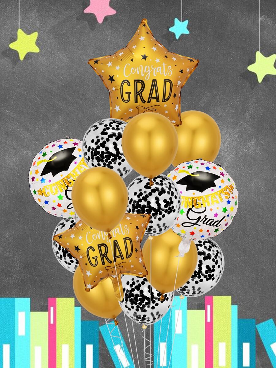 14 piezas Globo de fiesta graduación - Multicolor - Ver 1