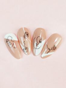 1sheet Figure Graphic Nail Art Sticker - Black - View 2