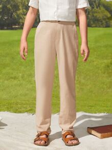 SHEIN Boys 1pc Slant Pocket Straight Leg Pants - Apricot - View 7