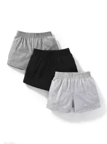 男嬰3入組素色腰部打褶短褲 - 彩色 - 查看 1