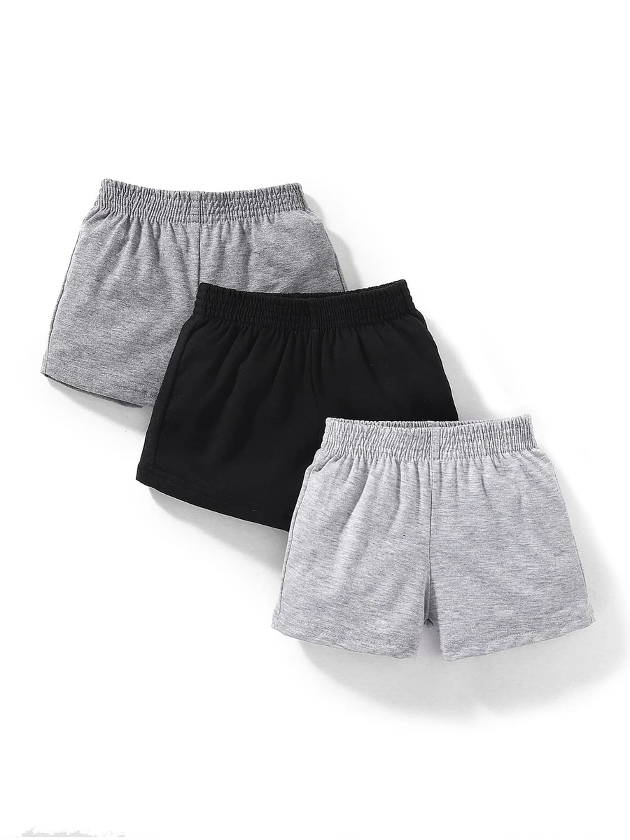 男嬰3入組素色腰部打褶短褲 - 彩色 - 查看 1