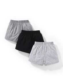 男嬰3入組素色腰部打褶短褲 - 彩色 - 查看 2