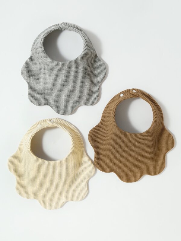 3pcs Baby Scallop Trim Decor Bib