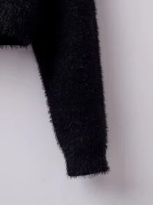 SHEIN Tween Girl Fluffy Knit Cardigan