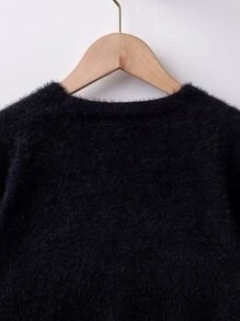 SHEIN Tween Girl Fluffy Knit Cardigan