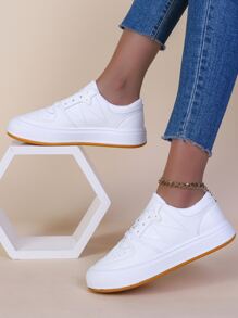 Women Casual Sneakers Outdoor Sports Shoes Flat Bottom Shoes - White - View 5