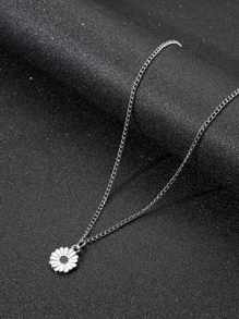 Fashionable and Popular Men Flower Pendant Necklace Alloy for Jewelry Gift and for a Stylish Look - White - View 1
