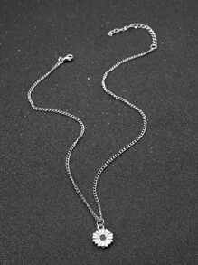 Fashionable and Popular Men Flower Pendant Necklace Alloy for Jewelry Gift and for a Stylish Look - White - View 2