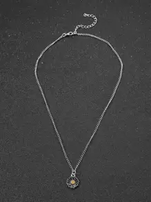 Fashionable And Popular Men Flower Charm Necklace Alloy For Jewelry Gift And For A Stylish Look Valentines - Silver - View 3