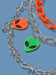 ROMWE Street Life 外星人吊墜多層褲鏈 - 彩色 - 查看 6