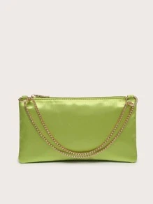 女士斜挎丝绸缎面晚装包，镶有水钻，时尚、轻便、小巧，适合聚会和郊游。 - 綠色 - 查看 5