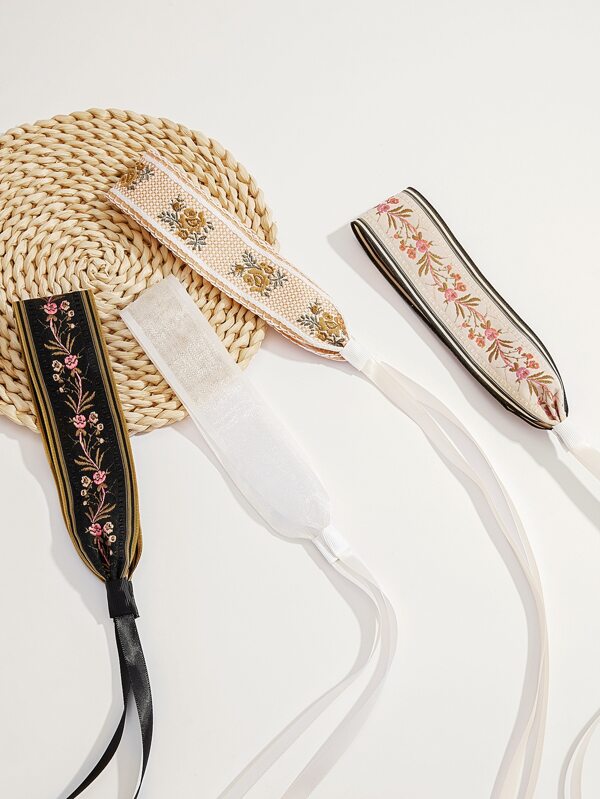 4 st/set kvinnors franska stil vintage blommiga randiga tryckta halsdukar pannband, lämpliga för casual, eleganta, vardagliga och dejtingtillfällen, mångsidig klädsel present gym hårband turban pannband svettband, skolsaker, college höst vinter håraccessoarer för kvinnor för semesterkläder kvinna kvinnor bandanas mjuk huvudbonad kvinnor halsduk