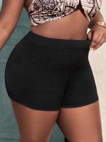 Slaydiva Plus Solid Biker Shorts - Black - View 3