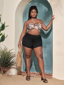 Slaydiva Plus Solid Biker Shorts - Black - View 5