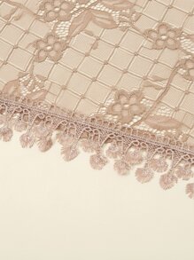 1pc Women's Fashion Wedding Veil, Minimalist Triangle Scarf Casual Shawl, Hollow Bridal Shawl - Khaki - View 7