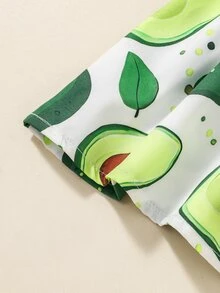 Bebé Vestido de tirantes con estampado de fruta ribete con fruncido - Multicolor - Ver 3