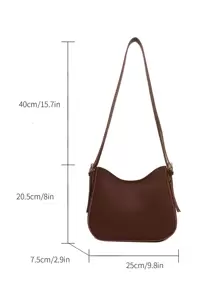 Minimalist Adjustable Strap Hobo Bag - Brown - View 7