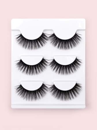 Full False Lashes 3pairs Faux Mink Lashes Natural Long Volumized Eyelashes False Eyelashes For Women Mom Wife Sister Teen Girl Friend