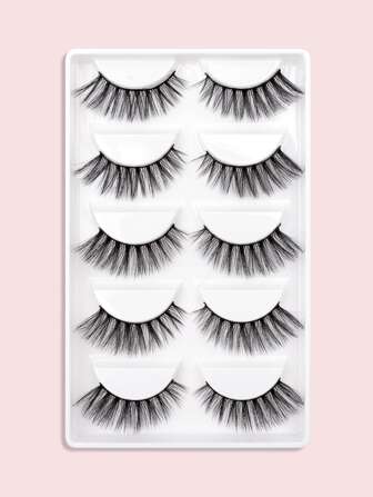 充分假睫毛5對人造貂皮睫毛眼尾拉長假睫毛送給女士妻子姐妹青少年女朋友