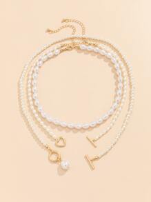 3pcs Đồ trang trí Ngọc Trai giả Dây chuyền - trắng - Xem 4