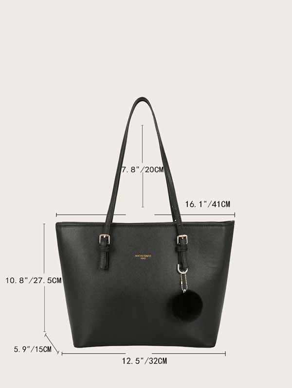 Lightweight,Business Casual Pom Pom Decor Shoulder Tote Bag For Teen