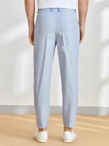 Manfinity VCAY Hombres Pantalones a medida de talle alto de cuadros - Celeste - Ver 2