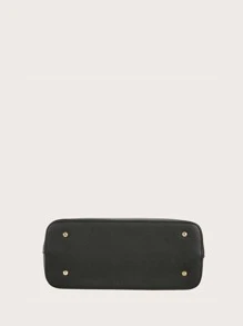 Pom Pom Decor Tote Bag - Black - View 4