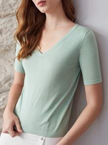 MOTF PREMIUM 100% SILK KNIT TOP - Mint Green - View 2