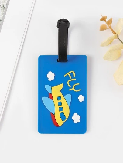 1入組可愛卡通飛機圖案PVC行李牌,休閒輕便後背包標籤手提箱標籤行李標籤,飛機登機標籤,旅行攜帶鑑別標籤