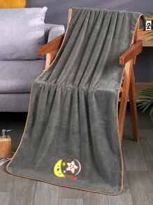 1條可愛星星和月亮印花浴巾或1條面巾家用柔軟針織毛巾 - 灰色 - 查看 3