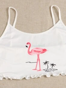 Bộ đồ ngủ Nữ Xù nhỏ Nhiệt đới Chim hồng hạc Dễ thương - Nhiều màu - Xem 4