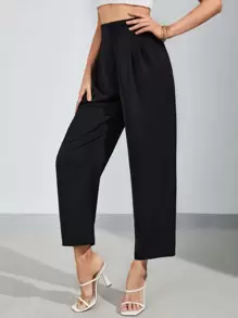 BizChic Women's High Waist Wide Leg Black Pants, Business Casual Trousers For Office Wear, Autumn/Winter