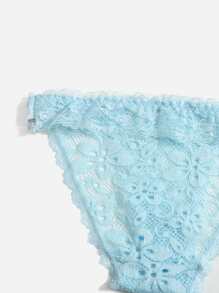 Lace No Show Panty Without Liner - Baby Blue - View 3
