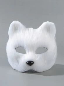 1pc Women's Half Face White Fox Mask Suitable For Parties And Festivals Cute - White - View 1
