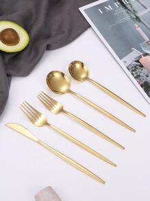 5 piezas Set cubiertos de acero inoxidable - Dorado - Ver 4