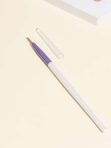 单支眼线胶刷和液体眼线刷套装，尖头细头细节刷，适用于眼部化妆工具、眉刷、眼影刷等。 - 紫色 - 查看 3