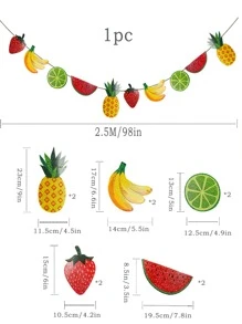 1pc Fruit Pattern Paper Garland - Multicolor - View 4