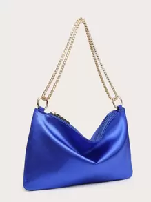 Ladies' Crossbody Silk Satin Evening Bag With Rhinestones, Fashionable, Lightweight, Compact, Suitable For Parties And Outings. - Royal Blue - View 5