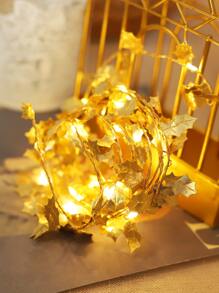 1 Pieza 2m 20 Luces Led Con Forma De Hoja Dorada Envueltos En Cable De Cobre Para Decoración - Amarillo - Ver 7