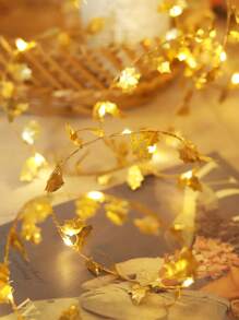 1 Pieza 2m 20 Luces Led Con Forma De Hoja Dorada Envueltos En Cable De Cobre Para Decoración - Amarillo - Ver 4