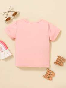 Baby Girl Slogan Graphic Tee - Baby Pink - View 2
