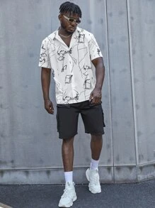 Manfinity Men Plus Graphic Print Shirt - White - View 5