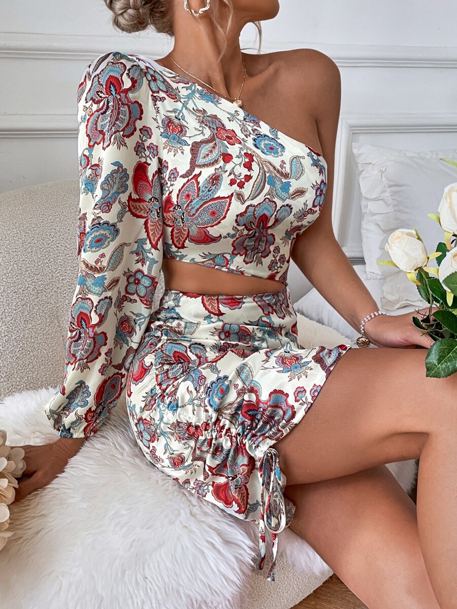 GENKIRA Đầm Cắt ra Dây kéo Hoa Boho - Nhiều màu - Xem 1
