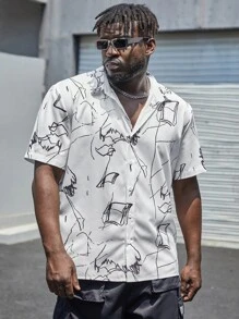 Manfinity Men Plus Graphic Print Shirt - White - View 7