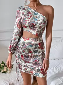 GENKIRA Đầm Cắt ra Dây kéo Hoa Boho - Nhiều màu - Xem 4