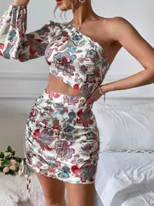 GENKIRA Đầm Cắt ra Dây kéo Hoa Boho - Nhiều màu - Xem 5